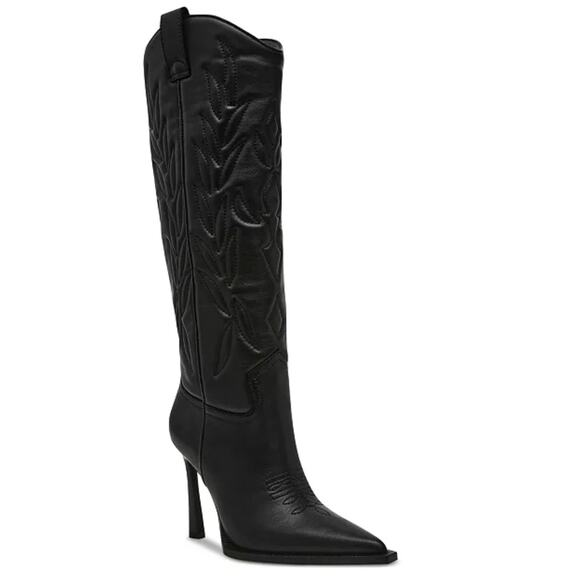 Steve Madden Shoes - Steve Madden Kinzie Stiletto Western Tall Dress Boot Black Leather Size 7.5 NIB
